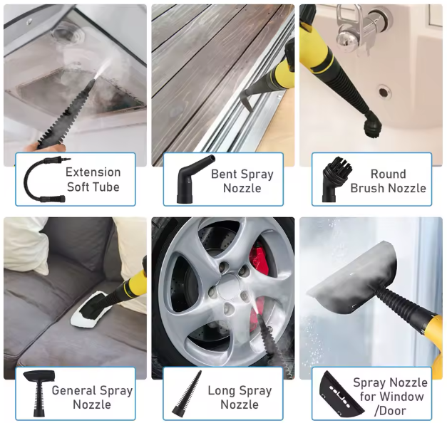 Nettoyeur à vapeur électrique 240V 1000W multifonctionnelle avec 9 accessoires